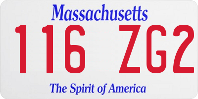 MA license plate 116ZG2