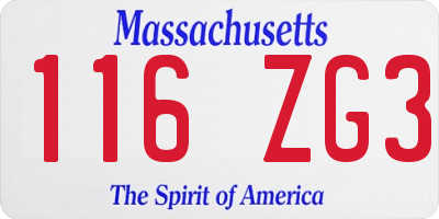 MA license plate 116ZG3