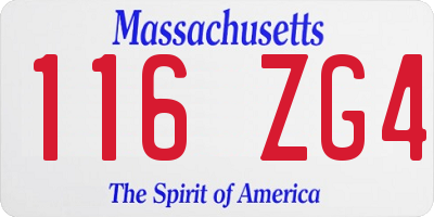MA license plate 116ZG4