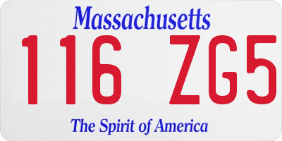 MA license plate 116ZG5