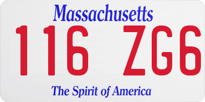 MA license plate 116ZG6