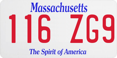 MA license plate 116ZG9