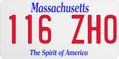MA license plate 116ZH0