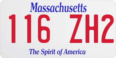 MA license plate 116ZH2