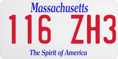 MA license plate 116ZH3