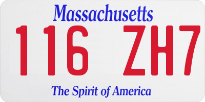 MA license plate 116ZH7