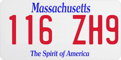 MA license plate 116ZH9