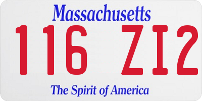 MA license plate 116ZI2