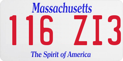 MA license plate 116ZI3