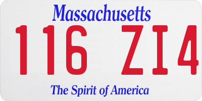 MA license plate 116ZI4