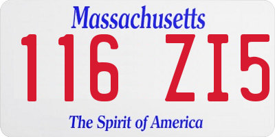 MA license plate 116ZI5