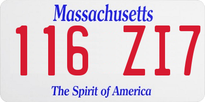 MA license plate 116ZI7