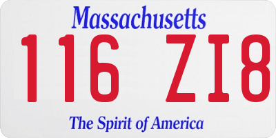 MA license plate 116ZI8