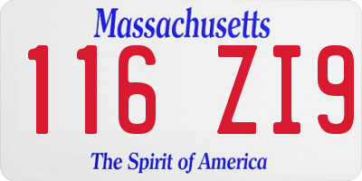 MA license plate 116ZI9