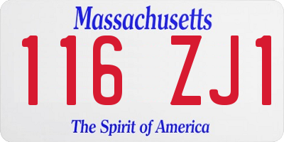 MA license plate 116ZJ1