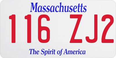 MA license plate 116ZJ2