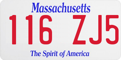 MA license plate 116ZJ5