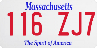 MA license plate 116ZJ7