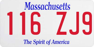 MA license plate 116ZJ9