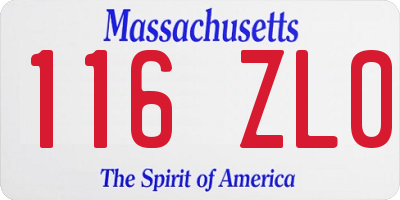 MA license plate 116ZL0