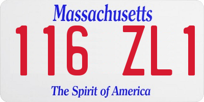 MA license plate 116ZL1