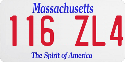 MA license plate 116ZL4