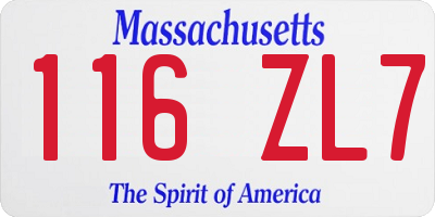 MA license plate 116ZL7