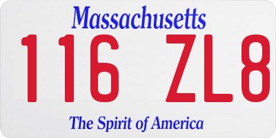 MA license plate 116ZL8