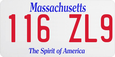 MA license plate 116ZL9