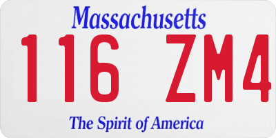 MA license plate 116ZM4