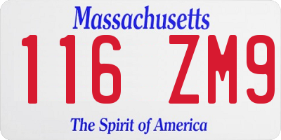MA license plate 116ZM9