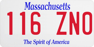 MA license plate 116ZN0