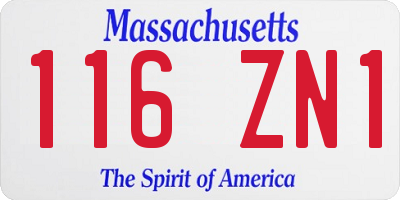 MA license plate 116ZN1
