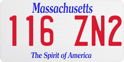 MA license plate 116ZN2