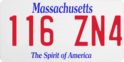 MA license plate 116ZN4