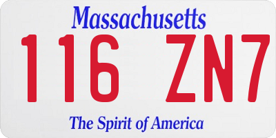 MA license plate 116ZN7