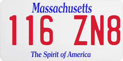 MA license plate 116ZN8