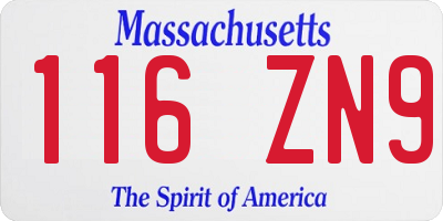 MA license plate 116ZN9