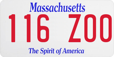 MA license plate 116ZO0