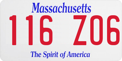 MA license plate 116ZO6