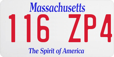 MA license plate 116ZP4
