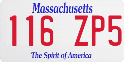 MA license plate 116ZP5
