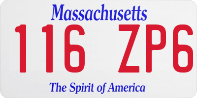 MA license plate 116ZP6