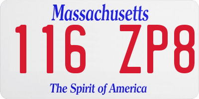 MA license plate 116ZP8
