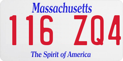 MA license plate 116ZQ4