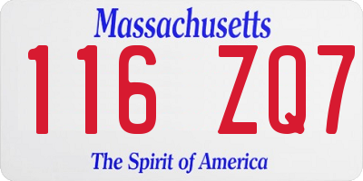 MA license plate 116ZQ7
