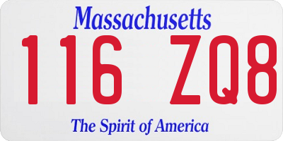MA license plate 116ZQ8