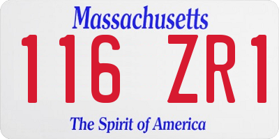 MA license plate 116ZR1