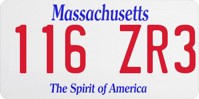 MA license plate 116ZR3