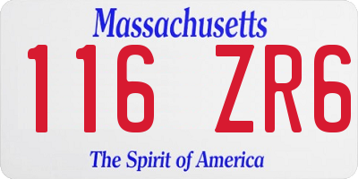 MA license plate 116ZR6